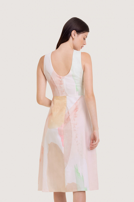 Abstract U-Back Midi Dress