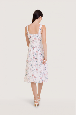 Rosette Linen Pocket Midi Dress