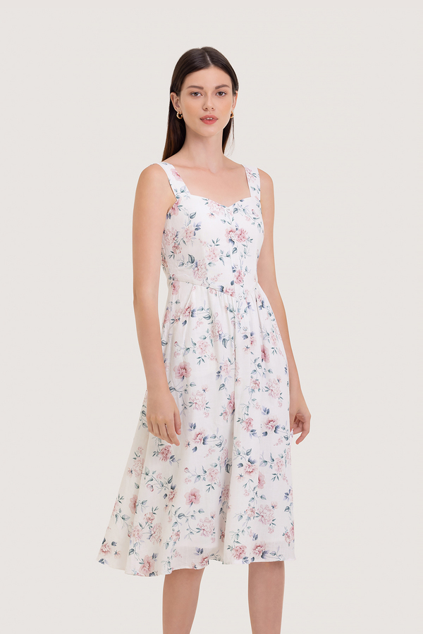 Rosette Linen Pocket Midi Dress