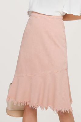 Dalfon Asymmetric Denim Midi Skirt