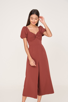 Jinelle Ruched Puff Sleeve Jumpsuit
