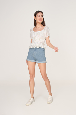 Azalea Shirred Puff Sleeve Top