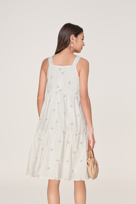 Emery Embroidered Tiered Midi Dress
