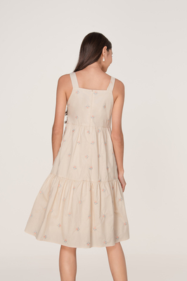 Emery Embroidered Tiered Midi Dress