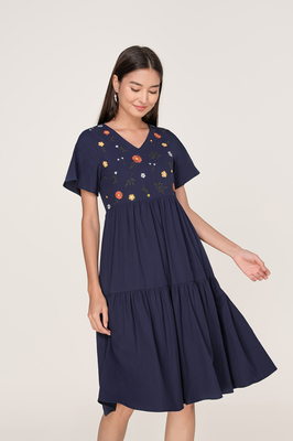 Rosewood Embroidered Midi Dress