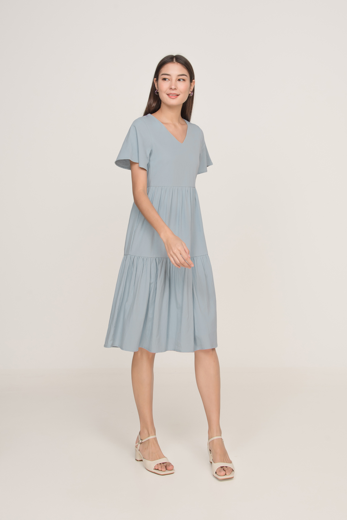 midi casual dress with sleeves