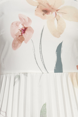 Spring Bloom Pleated Tea Dress