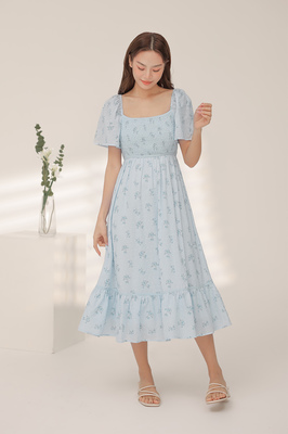 Glasglow Shirred Sleeve Midi Dress