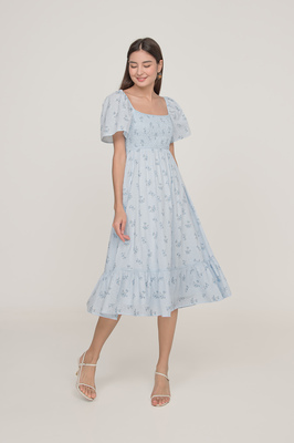 Glasglow Shirred Sleeve Midi Dress