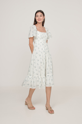 Glasglow Shirred Sleeve Midi Dress