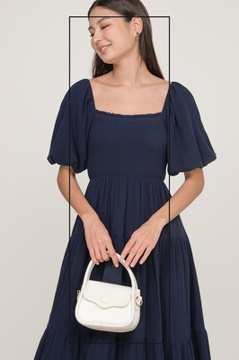 Mila Shirred Sleeve Tiered Midi Dress
