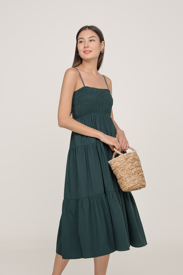 Kaia Shirred Midi Dress