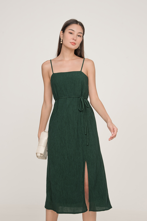 Zen Textured Slit Midi Dress
