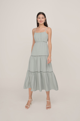 Lyv Ruched Tiered Maxi