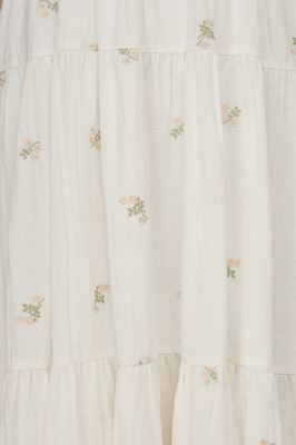 Clove Embroidered Shirred Midi Dress