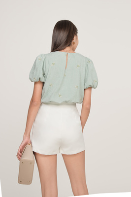 Clove Embroidered Puff Sleeve Blouson