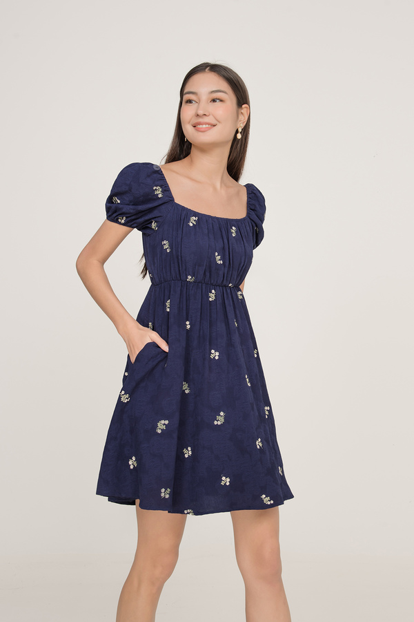 Clove Embroidered Puff Sleeve Dress