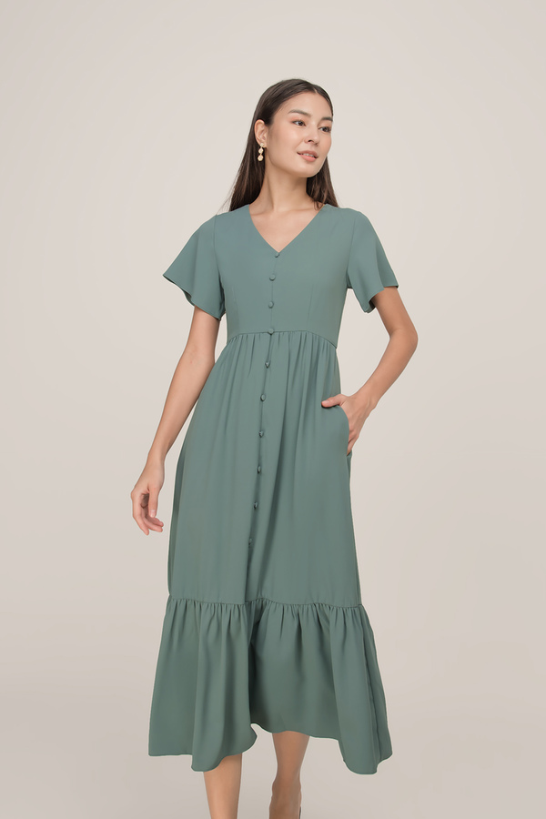 Alina Flutter Sleeve Maxi Dress