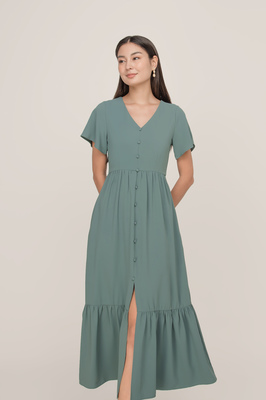 Alina Flutter Sleeve Maxi Dress