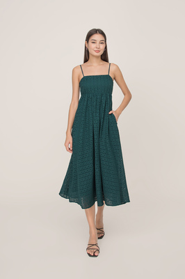 Reyanne Broderie Babydoll Midi Dress