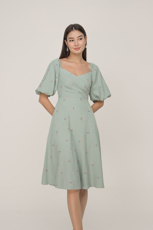 Emery Wrap Puff Sleeve Midi Dress