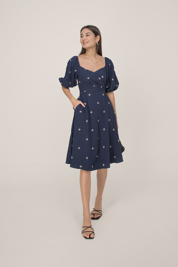 Emery Wrap Puff Sleeve Midi Dress