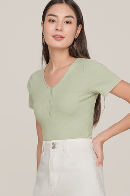 Adrea Button Ribbed Top