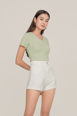 Adrea Button Ribbed Top