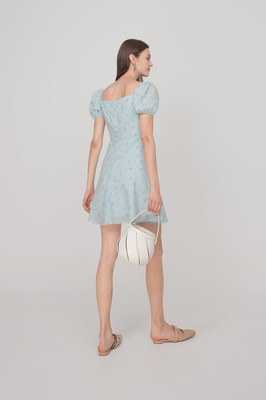 Spring Floral Puff Sleeve Dress