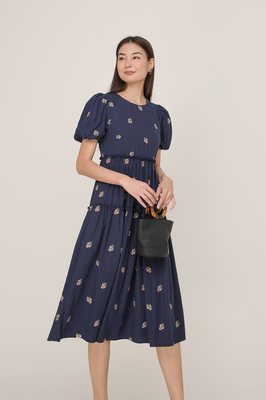Chamomile Embroidered Pocket Midi Dress