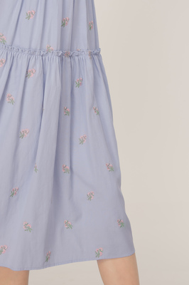 Chamomile Embroidered Pocket Midi Dress