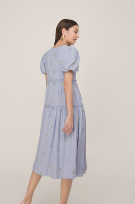 Chamomile Embroidered Pocket Midi Dress