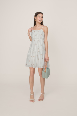 Chamomile Embroidered Ruched Tiered Dress