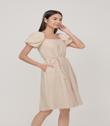 Fayth • Nayla Puff Sleeve Pocket Midi Dress