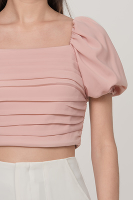 Raychelle Ruched Puff Sleeve Crop Top