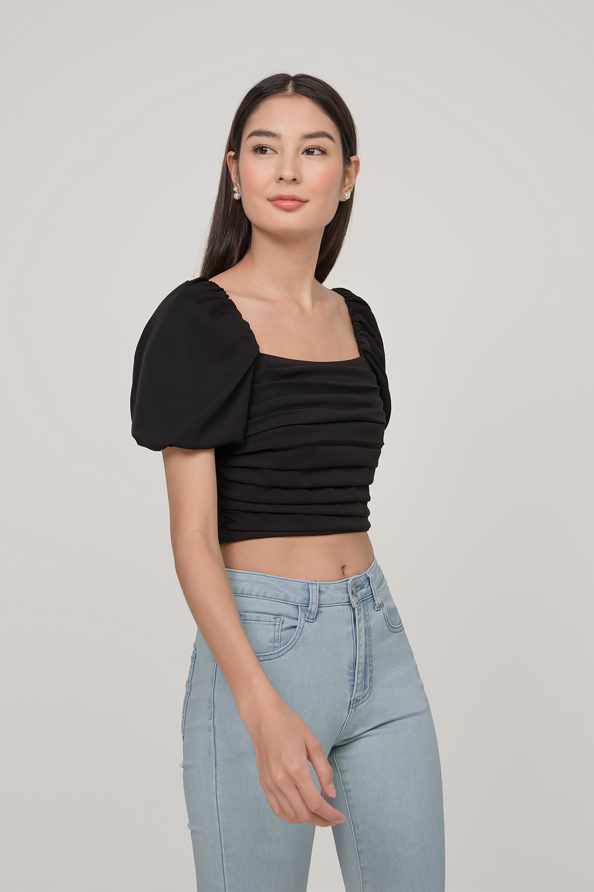 Fayth • Raychelle Ruched Puff Sleeve Crop Top