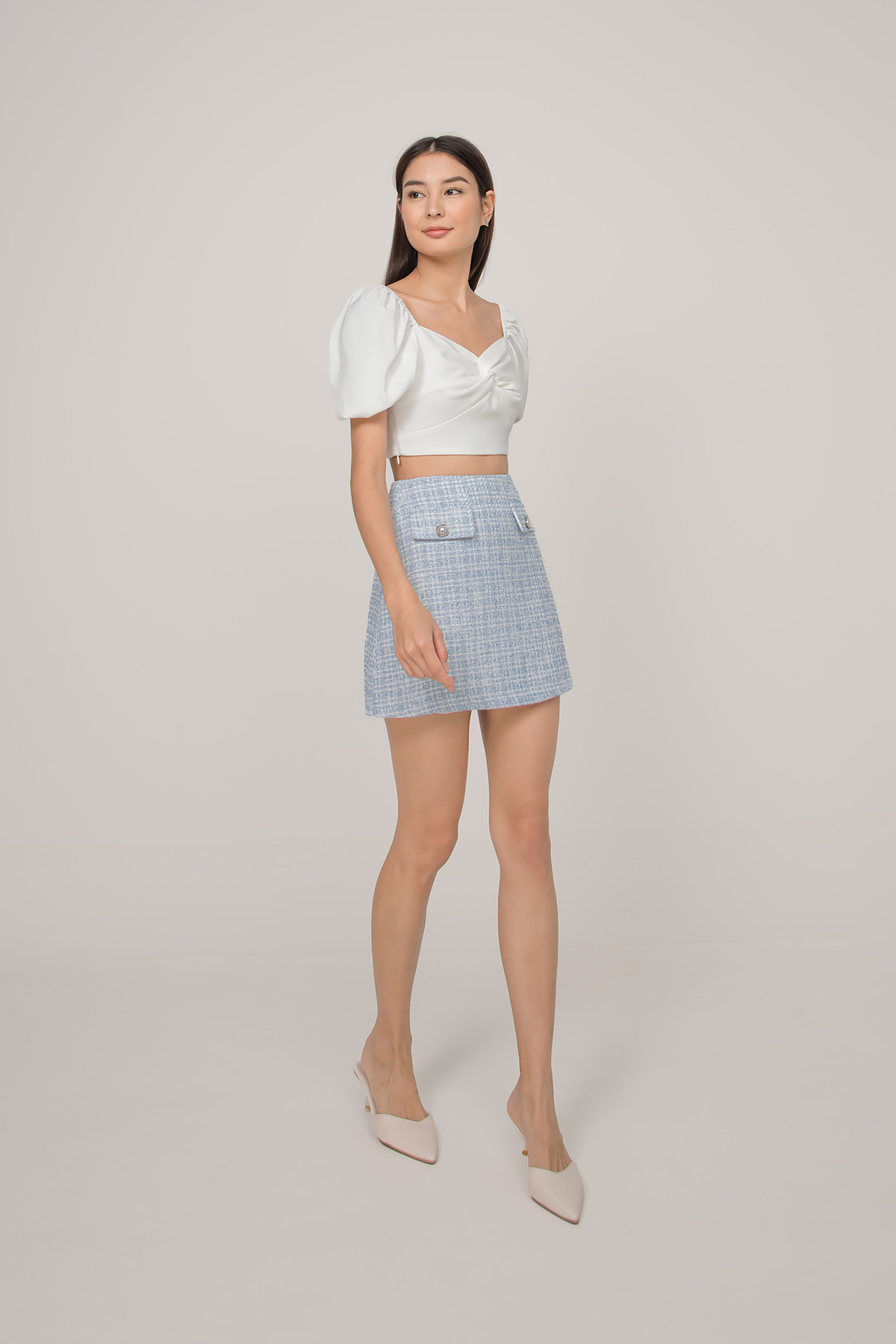 Fayth • Kayla Knotted Puff Sleeve Crop Top