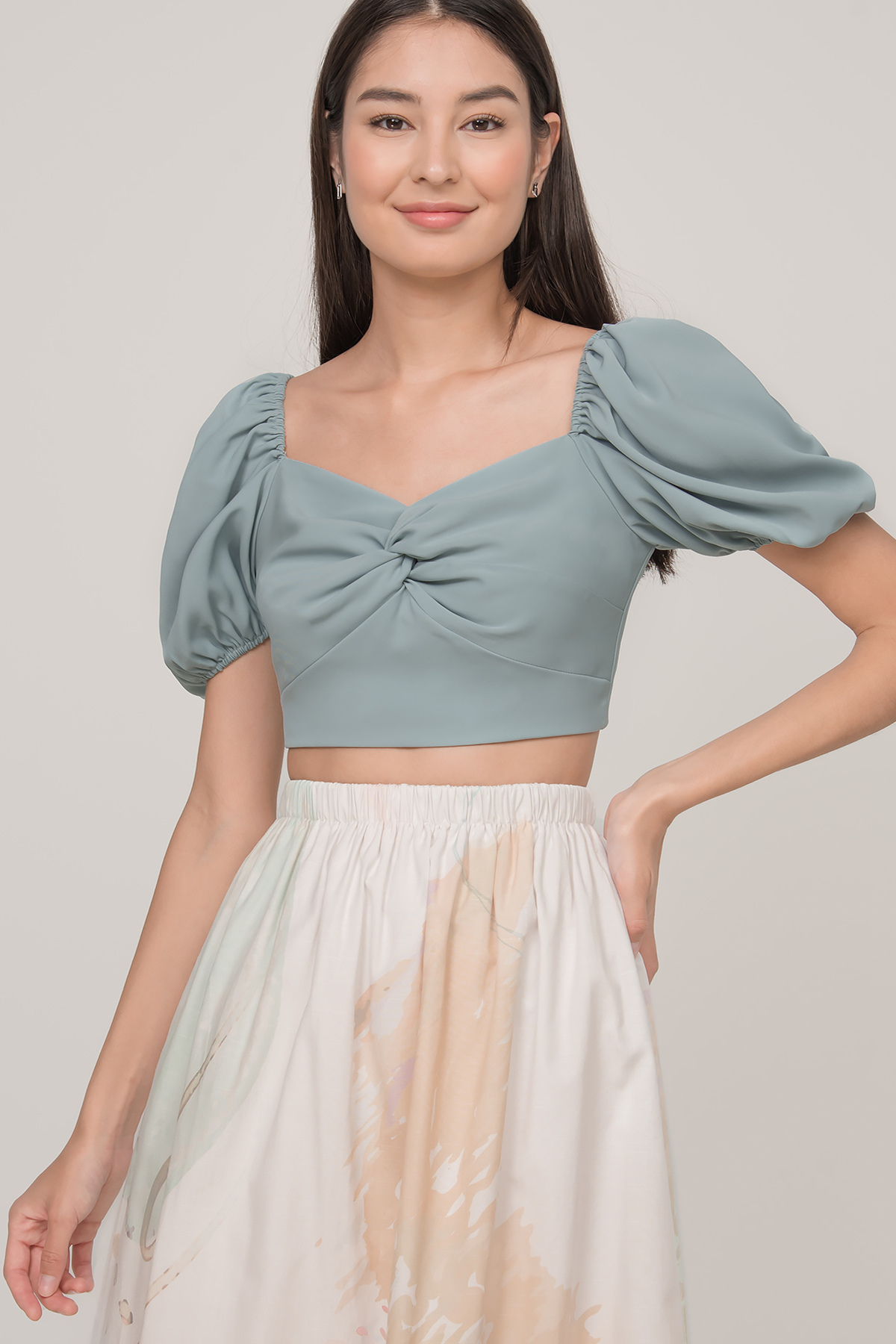 Fayth • Kayla Knotted Puff Sleeve Crop Top
