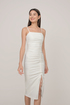 Hera Ruched Slit Midi Dress