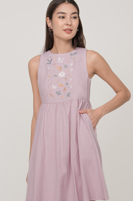 Wisteria Embroidered Babydoll Dress