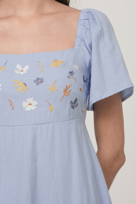 Wisteria Embroidered Flutter Sleeve Dress