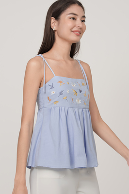 Wisteria Embroidered Summer Babydoll Top