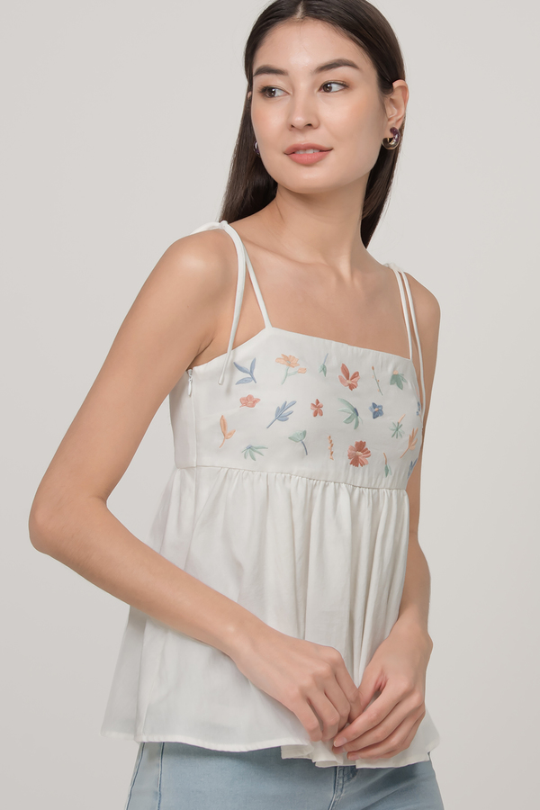 Wisteria Embroidered Summer Babydoll Top