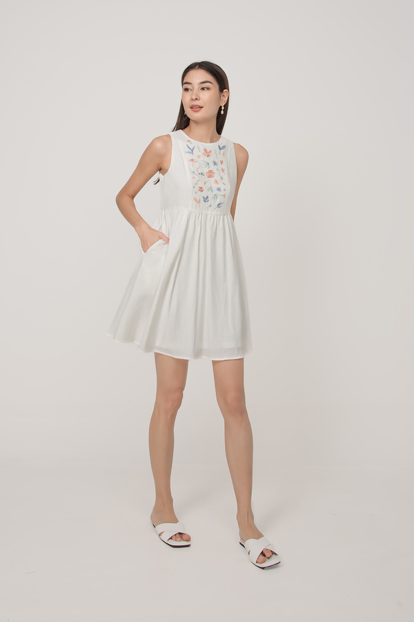 Wisteria Embroidered Babydoll Dress