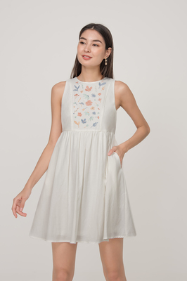 Wisteria Embroidered Babydoll Dress