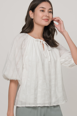 Livia Textured Balloon Sleeve Blouson