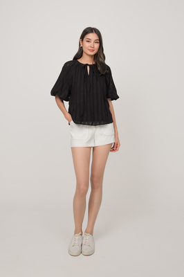 Livia Textured Balloon Sleeve Blouson