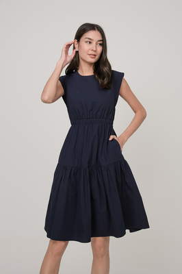 Gemma Elastic Waist Pocket Midi Dress