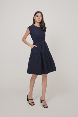 Gemma Elastic Waist Pocket Midi Dress