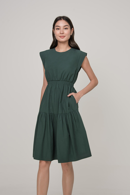 Gemma Elastic Waist Pocket Midi Dress